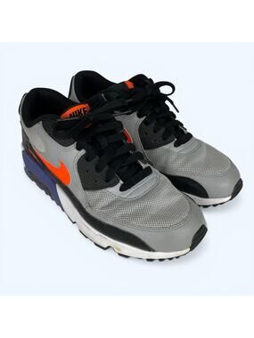 Nike Air Max 90 Mesh GS Wolf Grey Orange Purple Youth Kids Sneaker Size 6